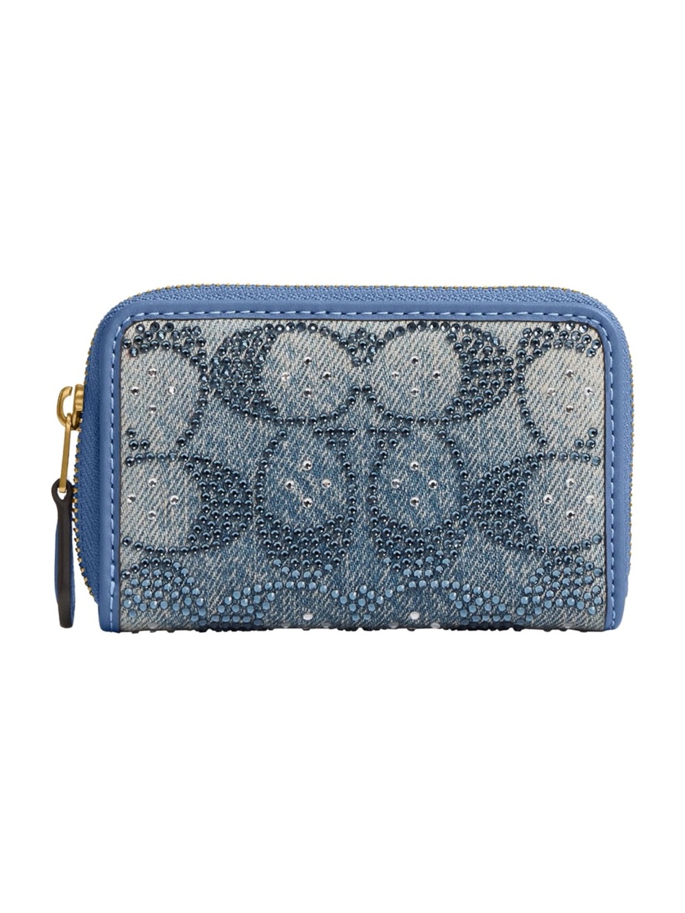 COACH Signature Crystal Denim Zip Wallet in Light Blue - New